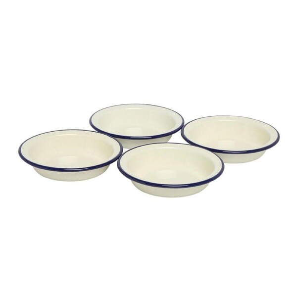 4pc Wiltshire Double Coated Porcelain Enamel Round Pie Dishes 12cm Blue