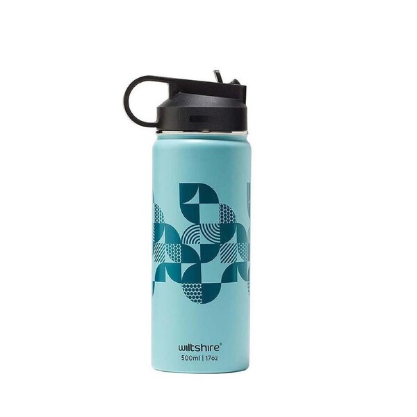 Wiltshire Insulated Wide Stainless Steel Drinking Water Bottle Aqua 500ml