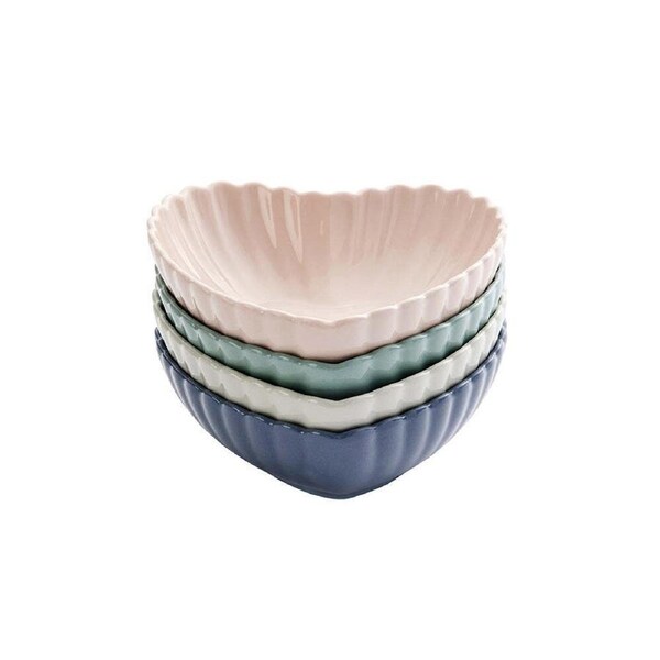4pc Wiltshire Petite Petal Heart Shaped Everyday Dining Fluted Edge Bowls Set