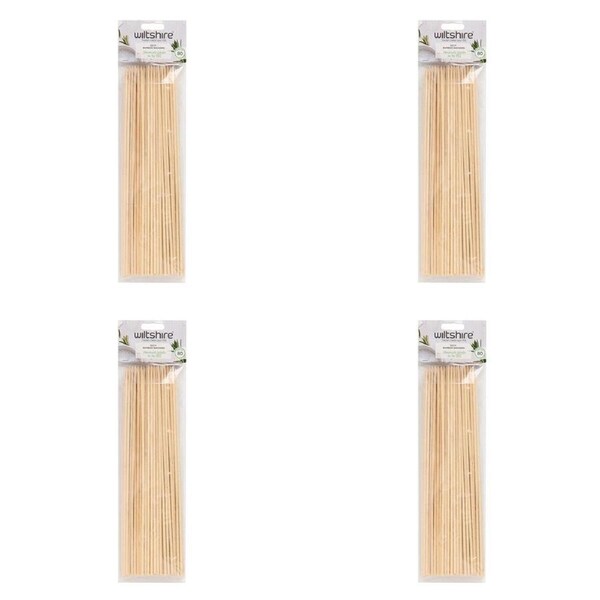 4 x 80pc Wiltshire Durable Bamboo Barbeque Kebab Wooden Skewers Sticks 30cm