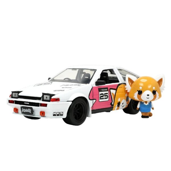 Jada 1:24 Scale Toyota Trueno AE86 With Aggretsuko Figure 1986 Diecast Model