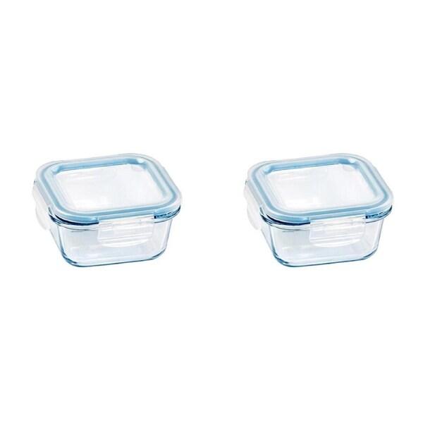 2PK Wiltshire Reusable Square Glass Airtight Leak-Proof Storage Container 800ml