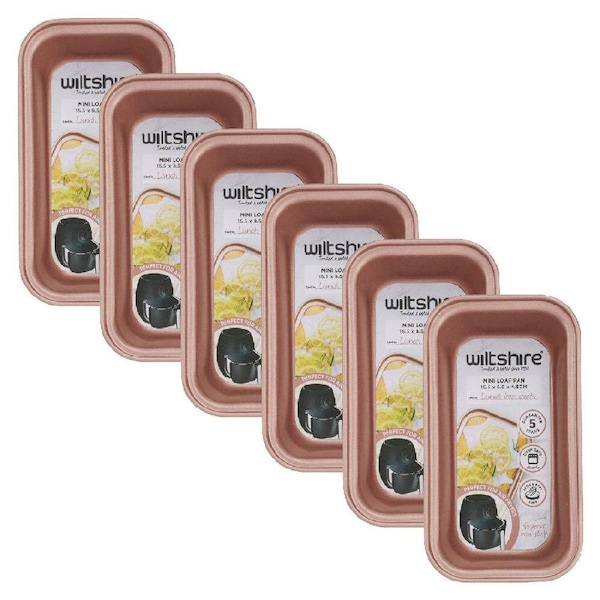 6PK Wiltshire Rose Gold Mini Non-Stick Loaf Pan Oven Baking Tin 15.5x8.5x4.5cm