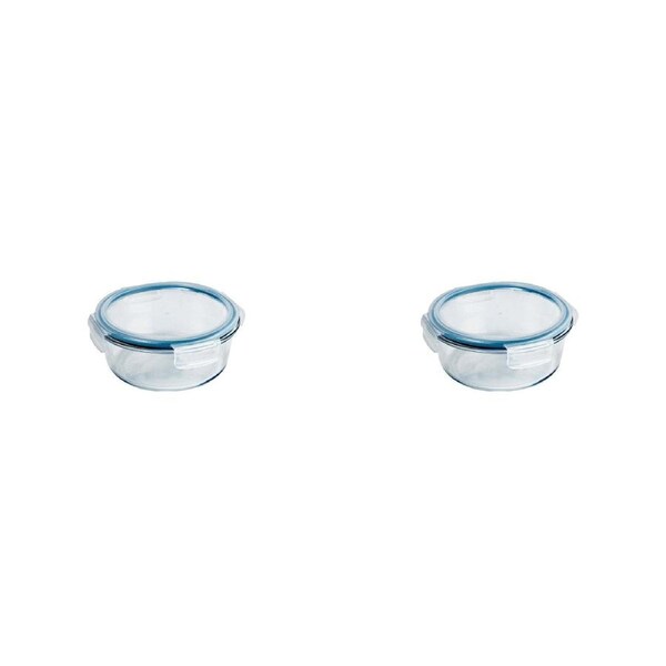 2PK Wiltshire Reusable Round Glass Airtight Leak-Proof Storage Container 600ml