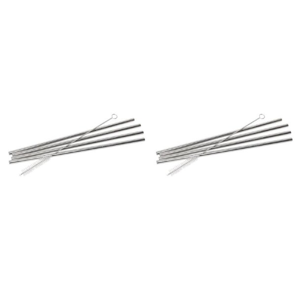 2 x 4pc Wiltshire Reusable Stainless Steel Drinking Straws w/ Cleaning Brush