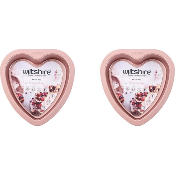 2PK Wiltshire Rose Gold Heart Shaped Non-Stick Baking Cake Oven Safe Tin 19cm