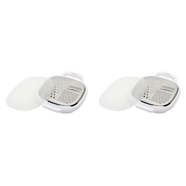 2PK Wiltshire 2-in-1 Compact Stainless Steel Slicer/Grater and Storer w/ Lid