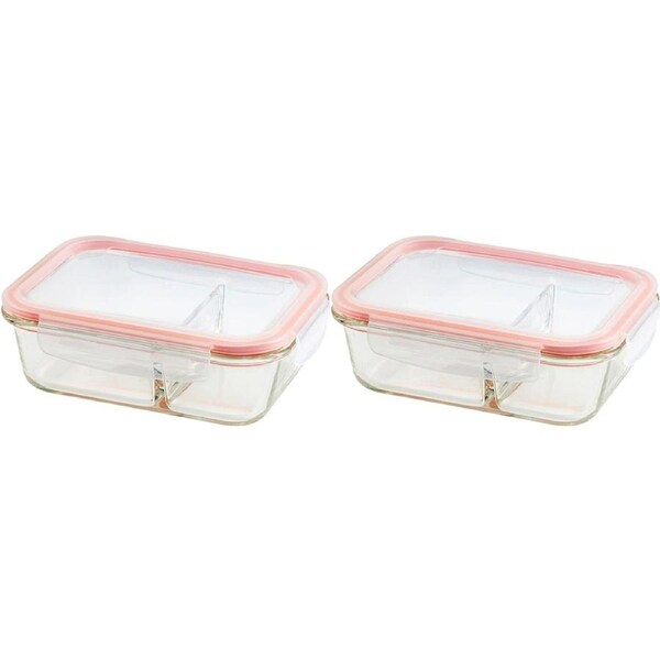 2PK Wiltshire Reusable Rectangular Glass Airtight Food Storage Container 930ml
