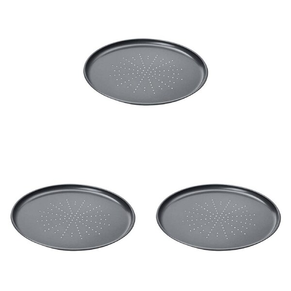 3PK Wiltshire Easybake Round Oven/Dishwasher Safe Pizza Pan Crisper 31x1.5cm