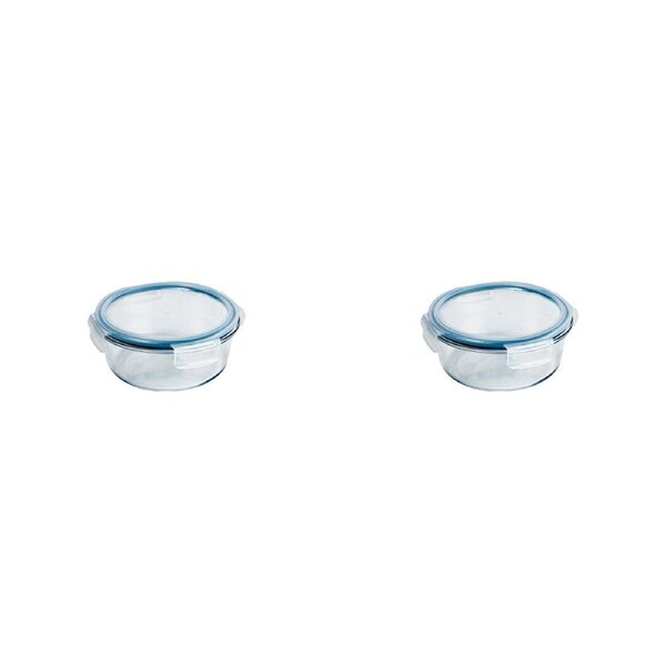 2PK Wiltshire Reusable Round Glass Airtight Food Storage Container 950ml
