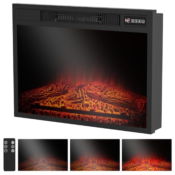 ADVWIN Electric Fireplace Heater with Remote Control and Timer, Adjustable Flame Brightness, 900W/1800W