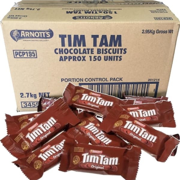 Arnotts Tim Tam Biscuits Individually Wrapped Portions 18g 150 Pack Carton Bulk Box