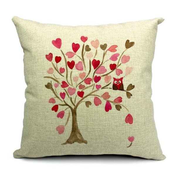 All 4 Kids 45cm Square Throw Pillow Cushion Cover - Owl Tree