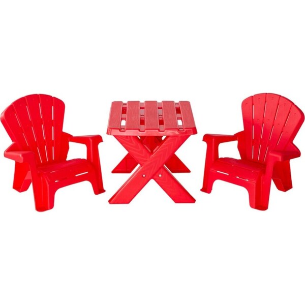 3pc Hacienda Kids/Childrens Outdoor Table and Chair Play Area Set Red 3Y+