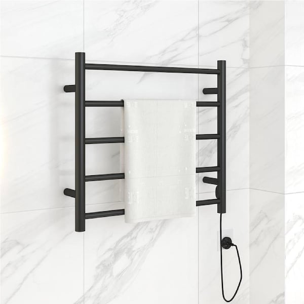 Advwin Electric Heated Towel Rail, Bathroom Towel Warmer Rack, Wall Mounted Electric Tower Rail Dryer Ladder Rack Black
