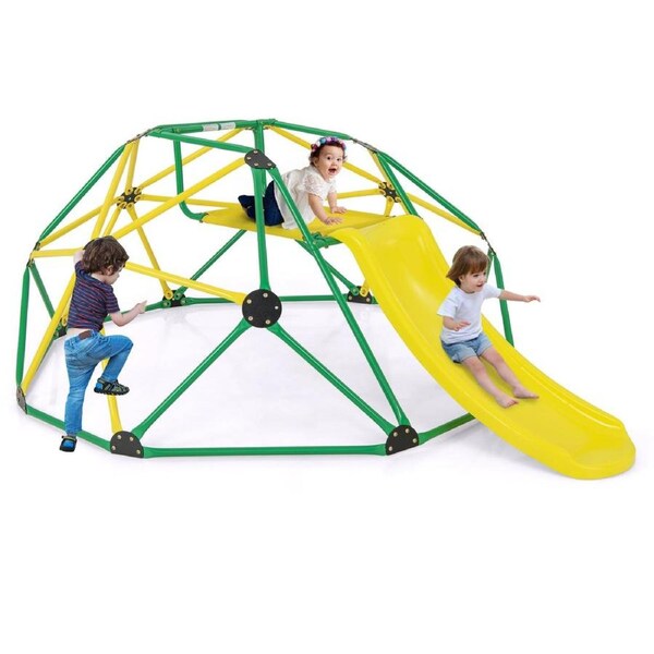 Costway Climb Playset Climbing Frame Playset Activity Center Metal Geometric Dome Climber Green