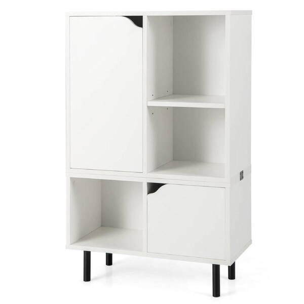 Costway Wooden Bookcase Home Organizer Display Shelf Study Living Room Storage Furniture White