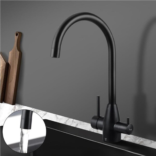 ACA Black 3 Ways Purified Filter Water Kitchen Sink Mixer Tap Swivel Spout WELS