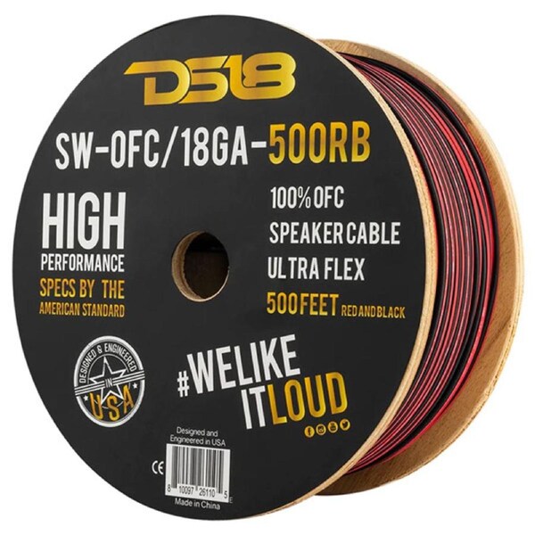 DS18 18-GA OFC 100% Copper Speaker Wire Red - 1m