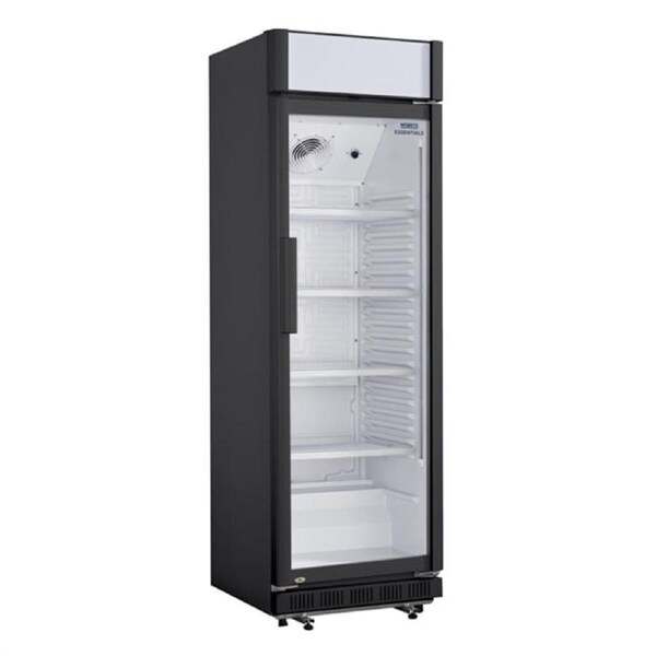 Nisbets Essentials Upright Display Cooler with Light Box - 346Ltr- Commercial
