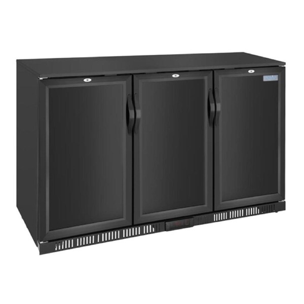 Polar G-Series Back Bar Cooler with Triple Solid Hinged Doors Black - 850mm