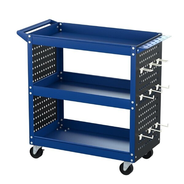 3-Tier Tool Trolley Cart Workshop Wheels Mobile Work Mechanic Storage Blue