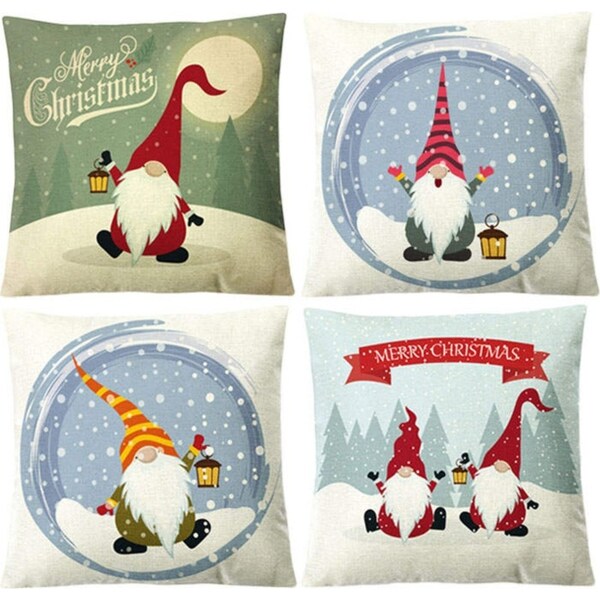 Catzon 4Pcs Christmas Gnome Pillow Covers 45 x 45cm Home Decor Gift-Set4