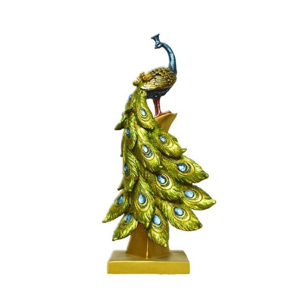 Catzon Resin Peacock Statue Desktop Adornmen for Home Wedding-Single Headed
