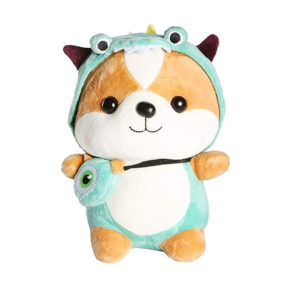 Catzon Super Soft Corgi Plush Great Gifts for Dog Lovers-Green Dinosaur