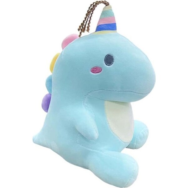 Catzon Cute Plush Dinosaur Pillow with Birthday Hat Home Decoration-Blue