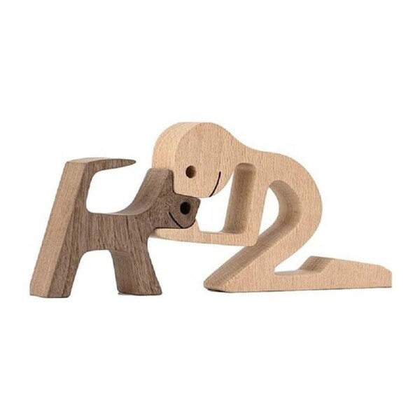 Catzon Men and Dog Wooden Statue Bedroom Home Decoration-5