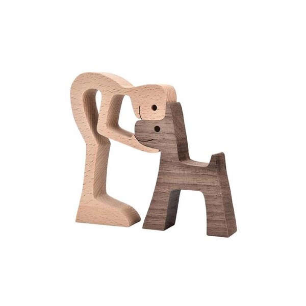 Catzon Men and Dog Wooden Statue Bedroom Home Decoration-7