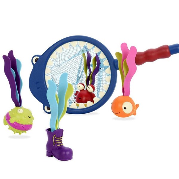Catzon Baby Diving Pool Toy 1 Shark Net & 4 Water Toys for Kids 3+
