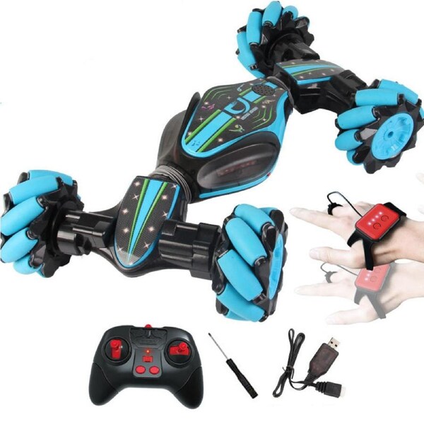 Catzon Gesture Sensing RC Stunt Car with Light Music Off-Road Car Toy for Kids-Blue