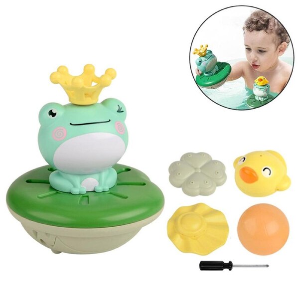 Catzon Electric Baby Bath Frog Toy with 5 Head Accessories for Babies 6-12 Months Toddlers Age 3-8