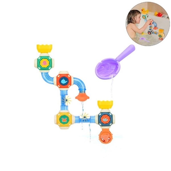 Catzon Cute Bath Toys with Spoon Spray Waterfall Shower Toy for Toddlers