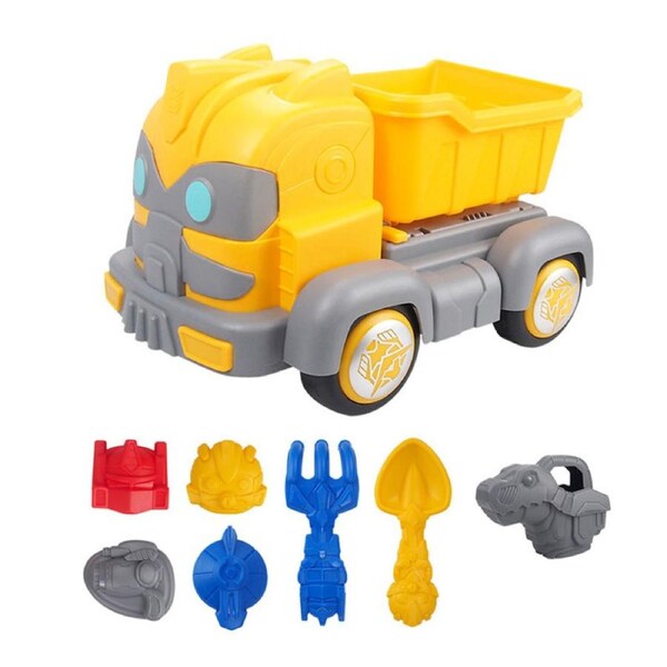 Catzon 8 Pcs Kids Beach Toy Set with Large ATV Shovel for Beach Park-Yellow