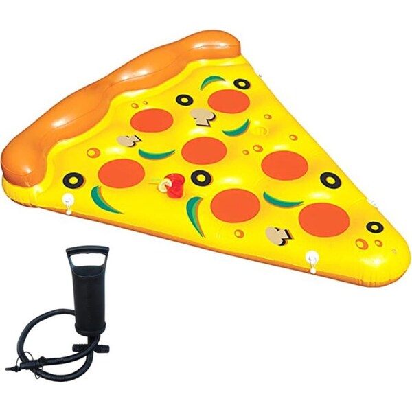 Catzon Giant Inflatable Pizza Pool Float Raft with Portable Hand Pump Fun Outdoor Swimming Accessories