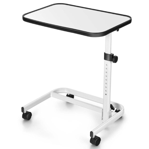 Giantex Mobile Bedside Laptop Desk Height Adjustable Computer Table w/Multi-Angle Tilt Top Portable Overbed Table White