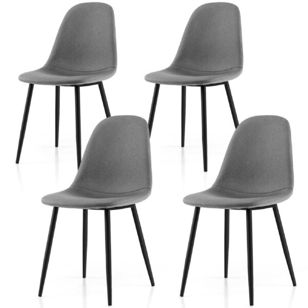 Giantex 4PCS Dining Chairs Upholstered Kitchen Chairs w/Metal Legs Office Lounge Chair Grey