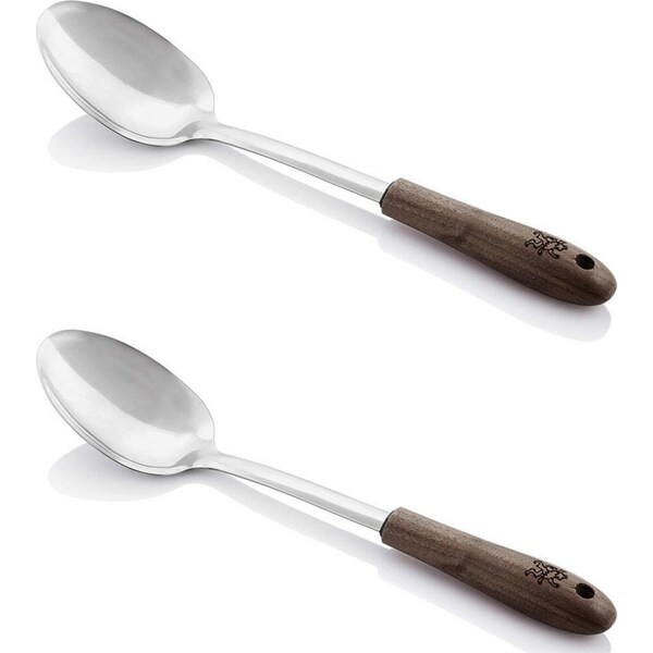 2PK Stanley Rogers Premium Black Walnut/Stainless Steel Solid Cooking Spoon