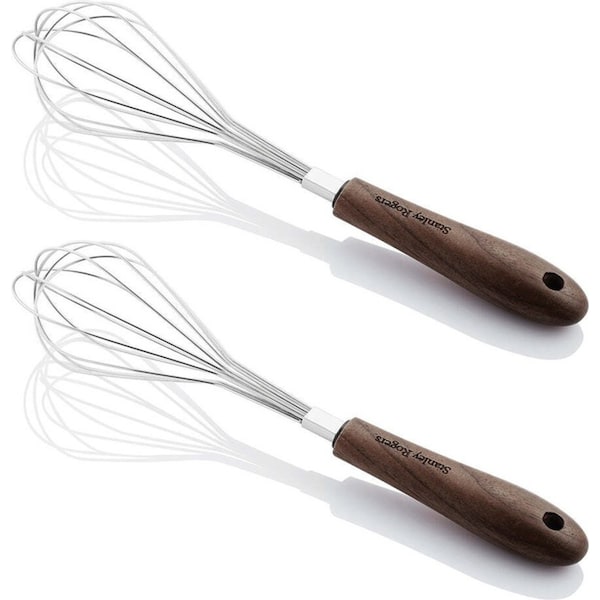 2PK Stanley Rogers Premium Embossed Black Walnut/Stainless Steel Whisk 18cm