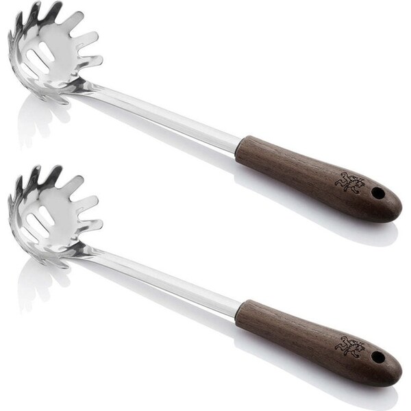 2PK Stanley Rogers Premium Embossed Black Walnut/Stainless Steel Spaghetti Spoon