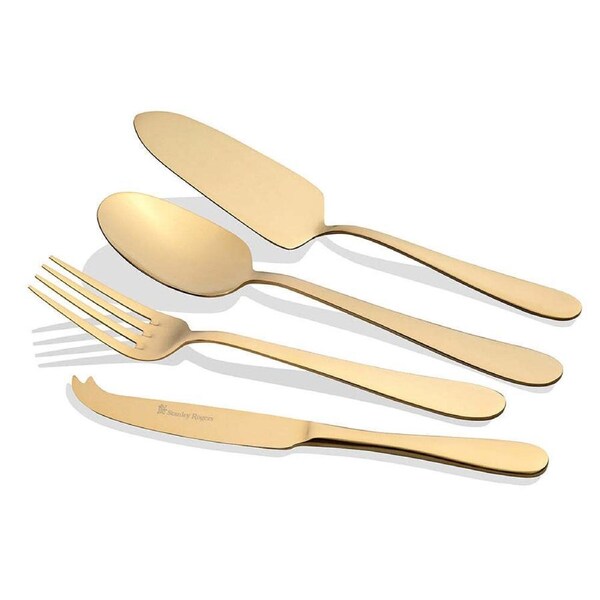 4pc Stanley Rogers Albany Stainless Steel Hostess Utensil Set Champagne Gold