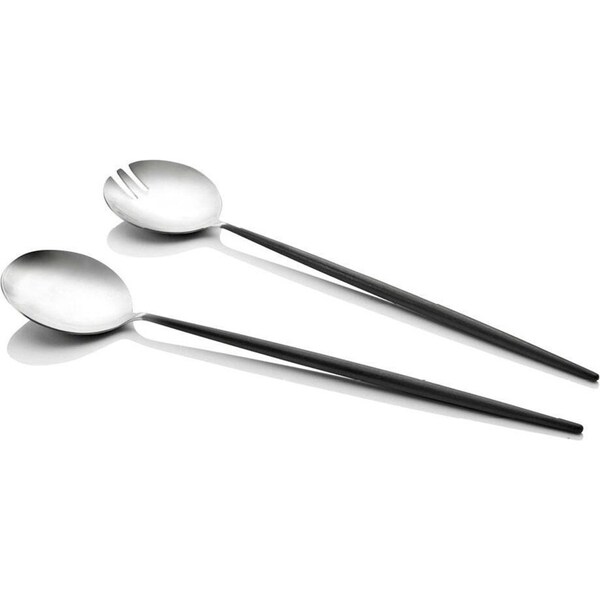 2pc Stanley Rogers Stainless Steel Piper Salad Entree Server Utensil Set BLK