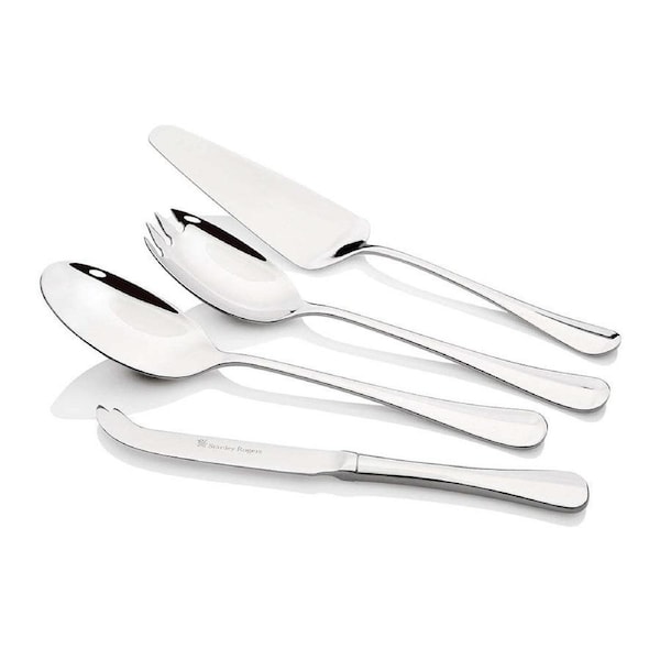 4pc Stanley Rogers Stainless Steel Baguette Hostess Spoon/Fork/Knife Set SLVR