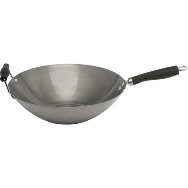 Stanley Rogers 35cm Heavy Gauge Carbon Steel Stir Fry Cooking Wok Pan Black