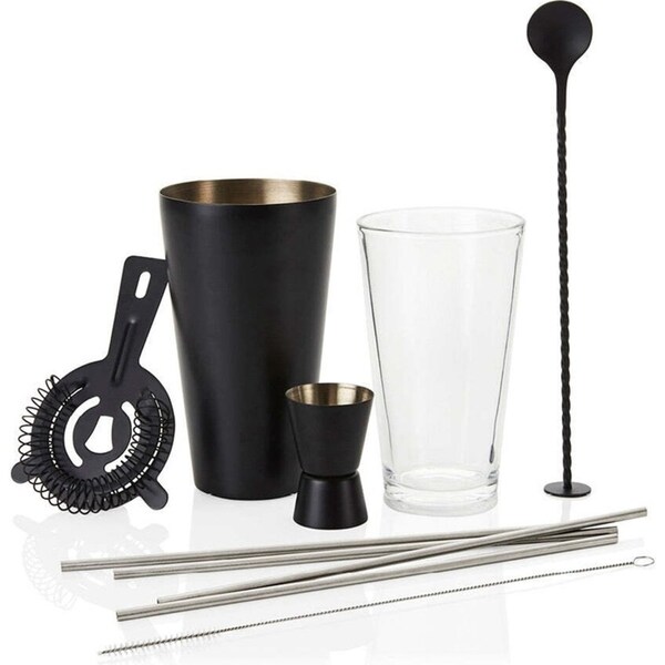 10pc Stanley Rogers Stainless Steel Cocktail Bar Drink Maker Set Matte Black
