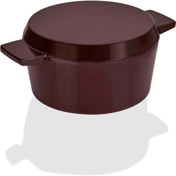 Stanley Rogers 24cm Heavy Duty Cast Iron French Oven Bordeaux w/Grill Pan Lid