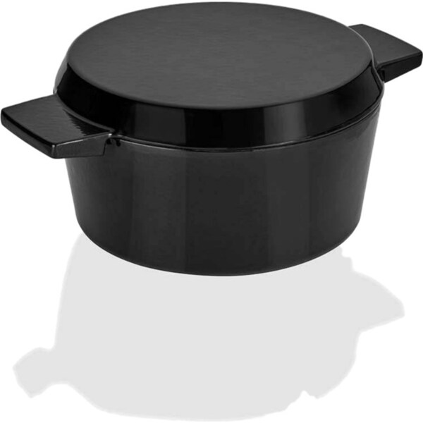 Stanley Rogers 24cm Baking Heavy Duty Cast Iron French Oven Onyx w/ Pan Lid